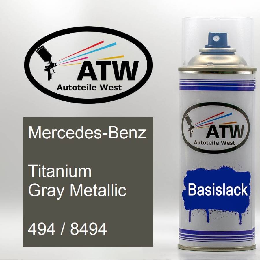 Mercedes-Benz, Titanium Gray Metallic, 494 / 8494: 400ml Sprühdose, von ATW Autoteile West.